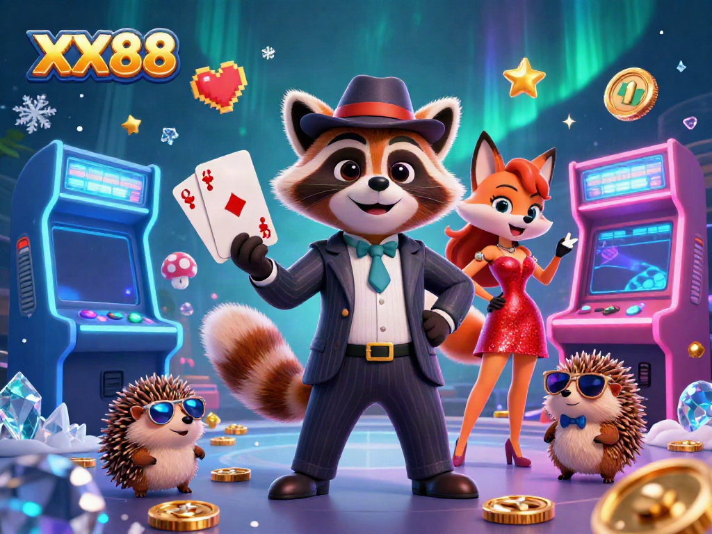 Join the exciting world of XX88 with our vibrant gambling scene filled with captivating characters and gaming elements.