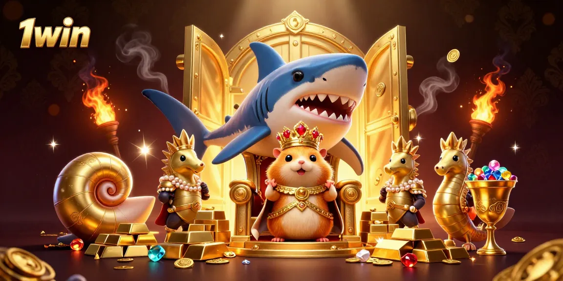 Bet and win big at 1win with a dynamic illustration of casino treasures and adventure