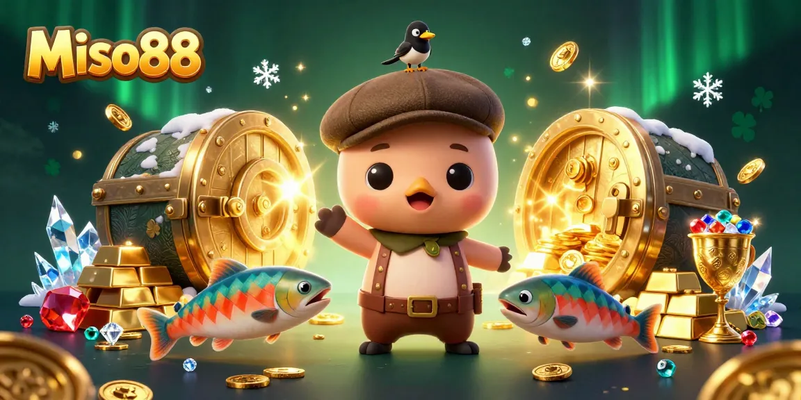 Miso88 players enjoying vibrant 3D casino excitement with treasure and joyful characters