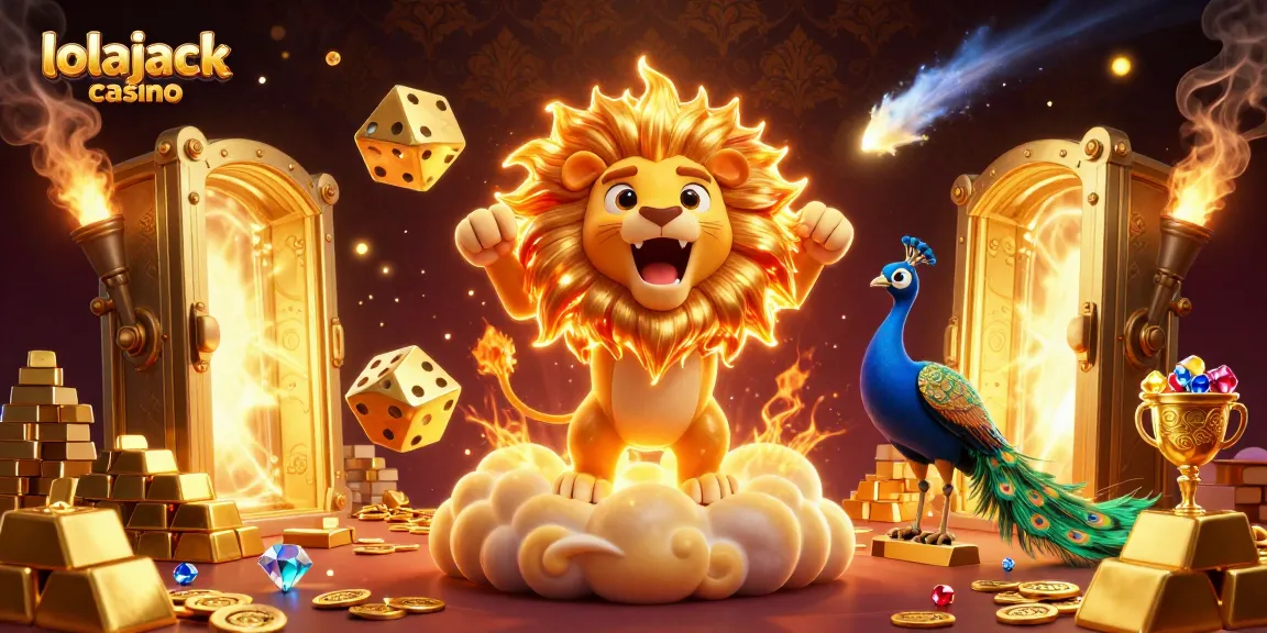 Experience the thrill of lolajack casino with vibrant 3D casino elements and dynamic gaming symbols.