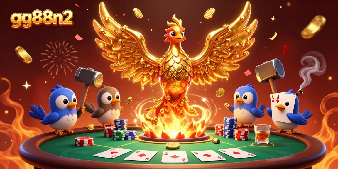Experience high-stakes poker action at gg88n2 with a golden phoenix and casino elements