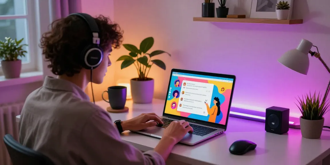 Engaging nsfw character ai chat scene with a user in a modern home office setting.