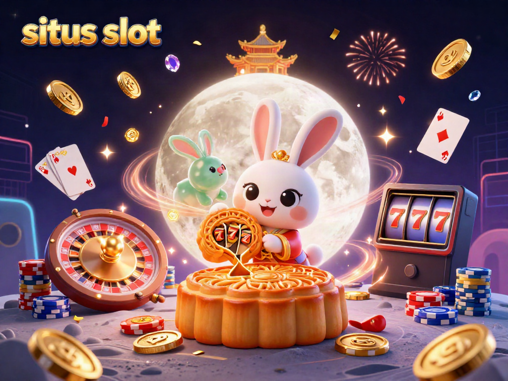 Experience the excitement of situs slot with a dynamic illustration featuring lucky sevens, casino elements, and colorful visuals.