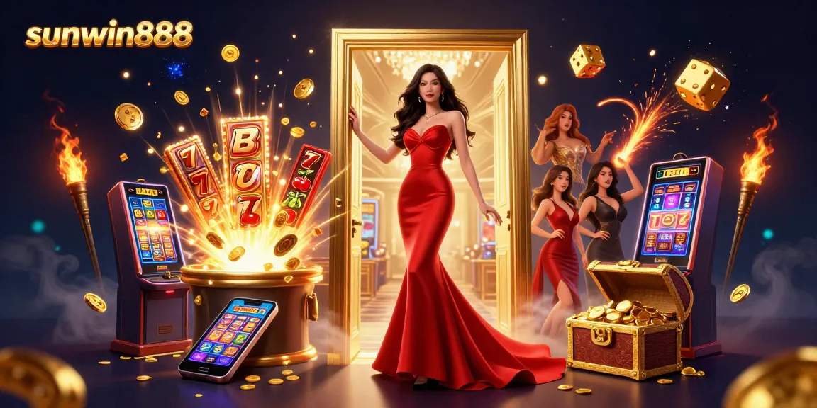 Engage with sunwin888 and win big at this VIP casino scene with dynamic slot machine action!