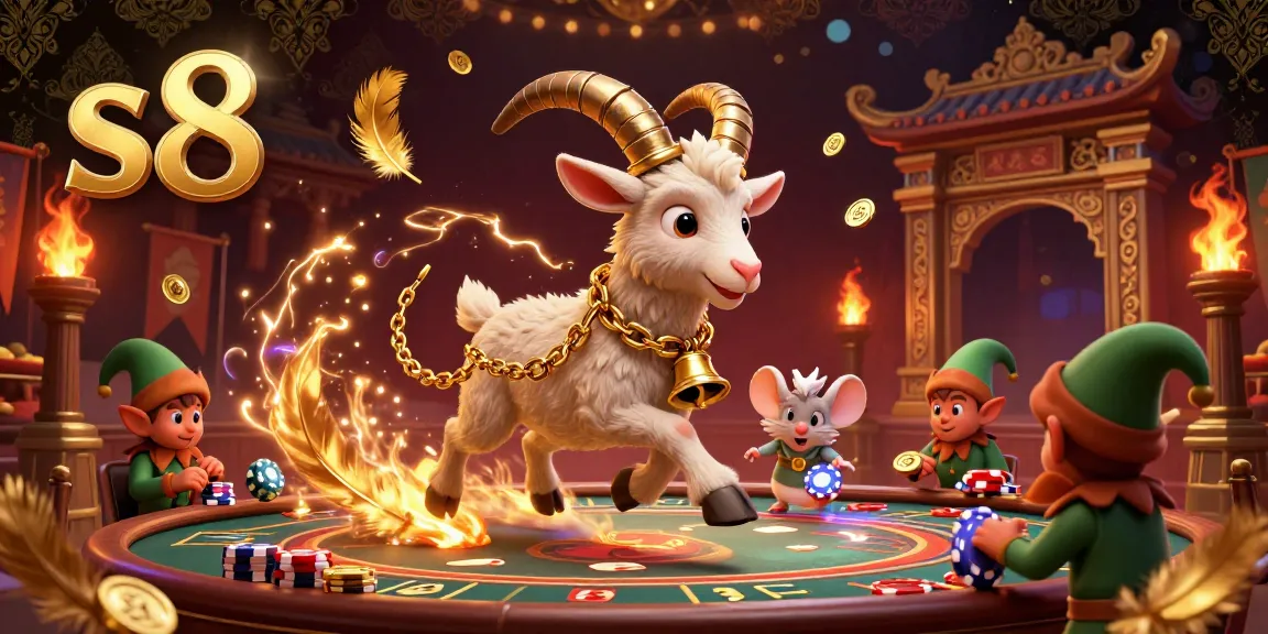 Engage with the colorful s8 casino scene featuring festive characters amidst rich gaming action.