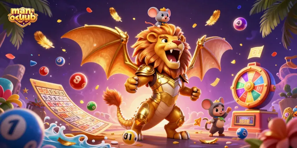 Experience man-club's thrilling casino energy with a roaring chimera and vibrant game elements