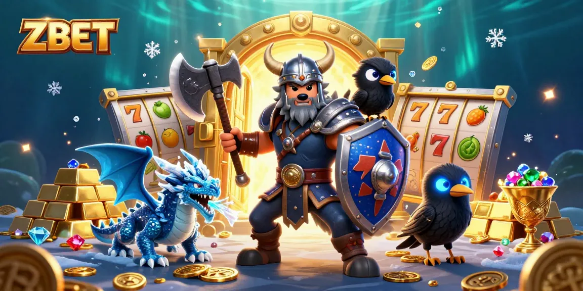 ZBET presents an exciting casino adventure featuring a Viking wolf, fire-breathing dragon, and jackpot symbols.