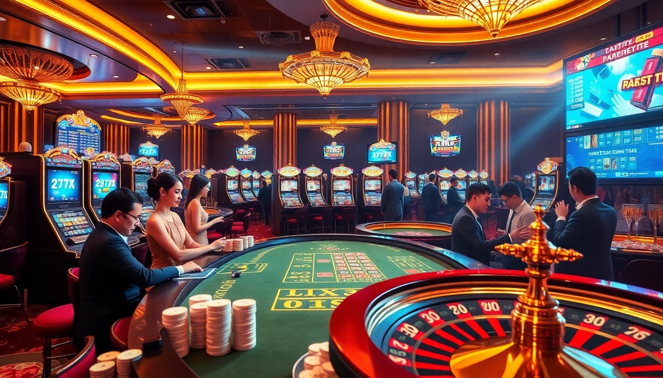 Experience the thrill of 777X nhà cái with high-end casino gaming tables, vibrant slots, and enthusiastic players.