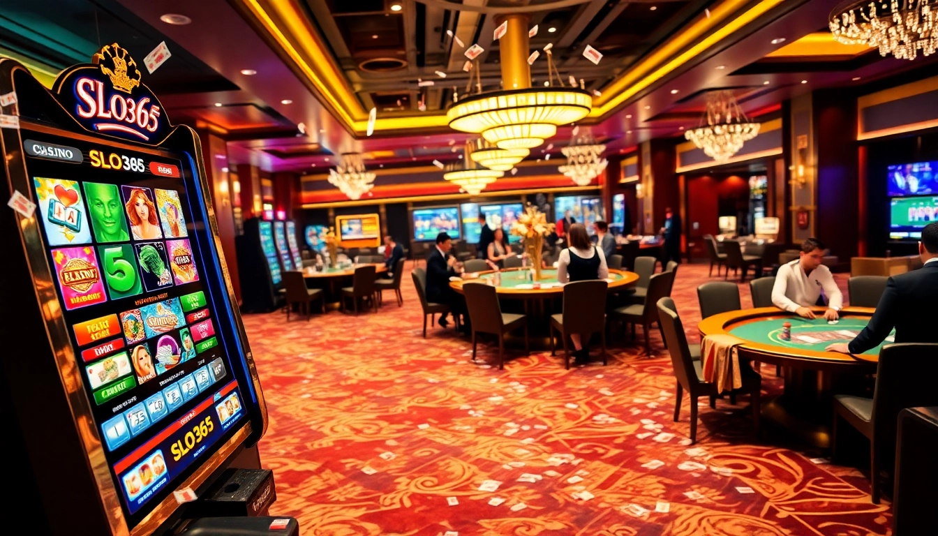 Experience thrilling gameplay at SLO365 casino through advanced slot machines and vibrant poker tables.