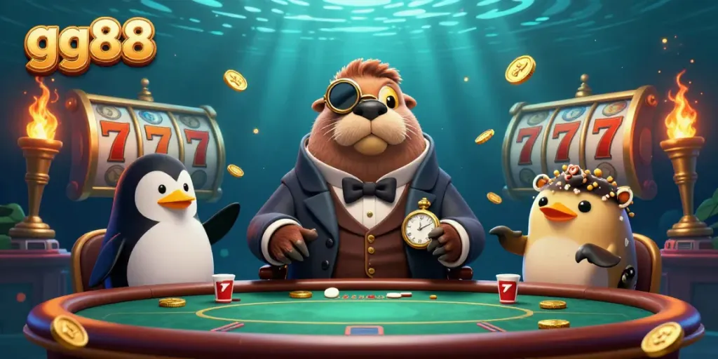 Experience thrilling poker action at gg88 with a jolly walrus, a penguin dealer, and a bluffing pufferfish