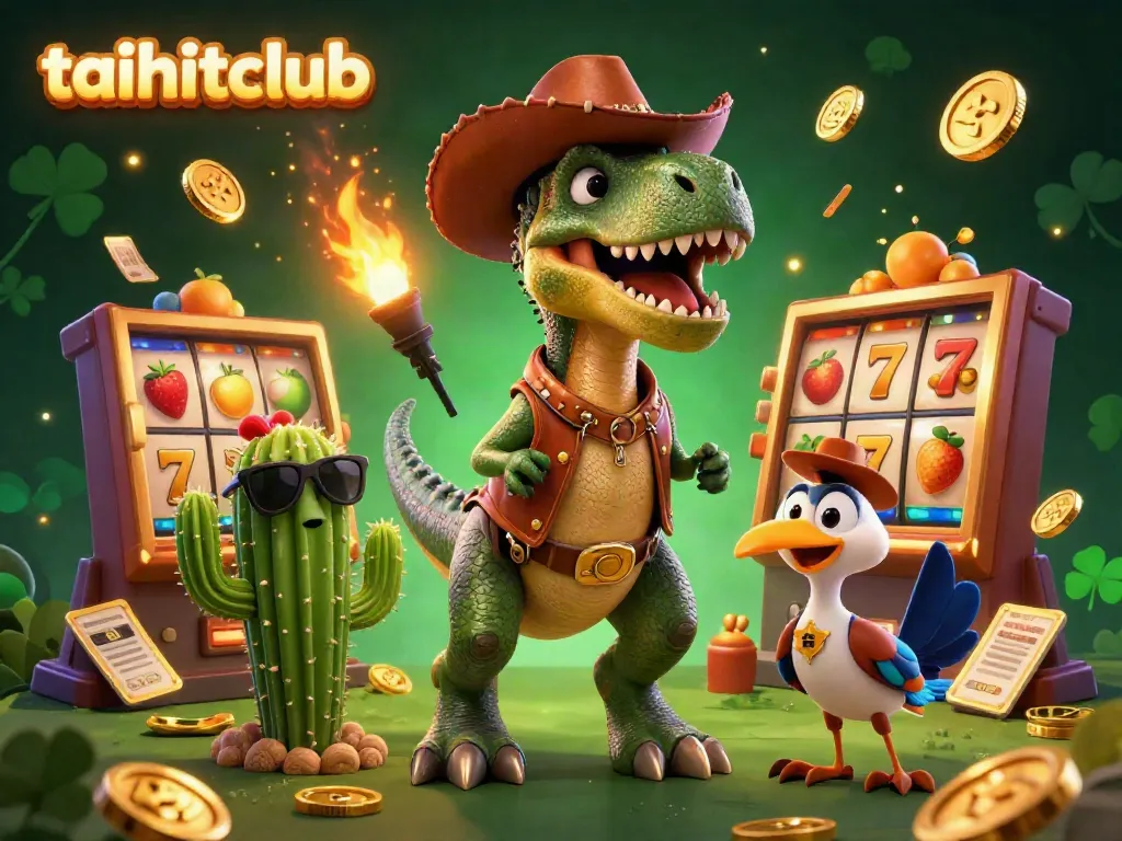 Experience the thrill at taihitclub with dynamic slots and colorful characters in a vibrant casino scene.