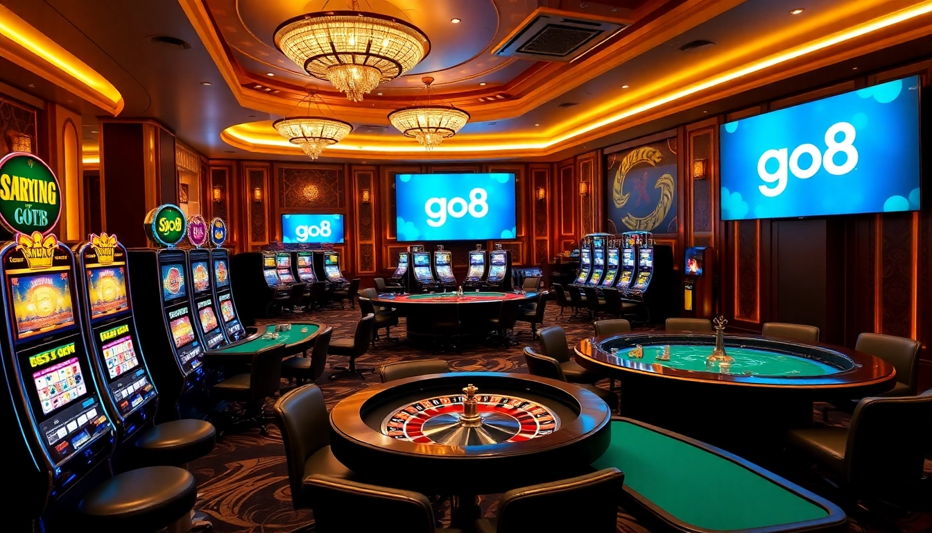 Experience the excitement of go8 with vibrant casino scenes featuring dynamic gameplay and betting.