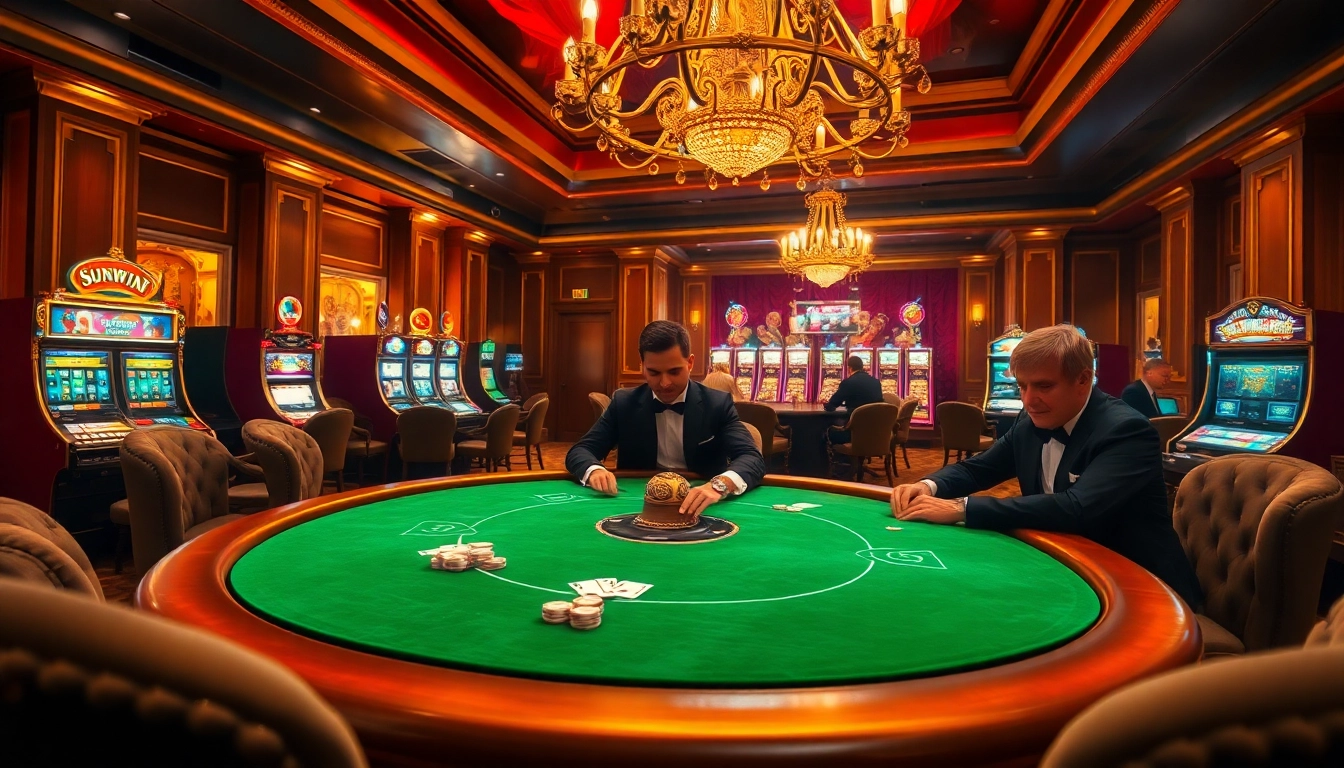 Experience high-stakes excitement at Sunwin’s luxurious casino gaming table.