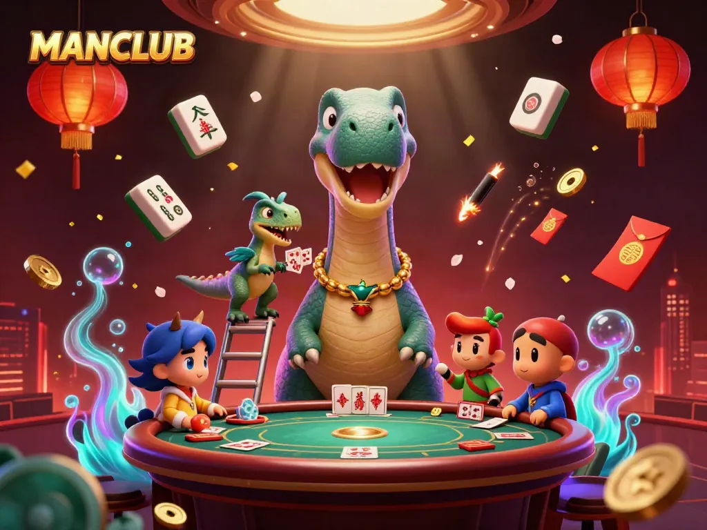 Join the fun at MANCLUB as playful characters engage in a vibrant casino atmosphere.