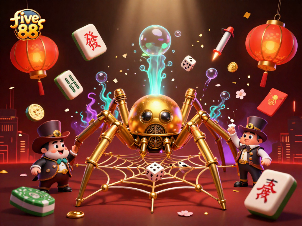 Experience the thrill of winning at five 88 with a dynamic 3D casino scene full of excitement.