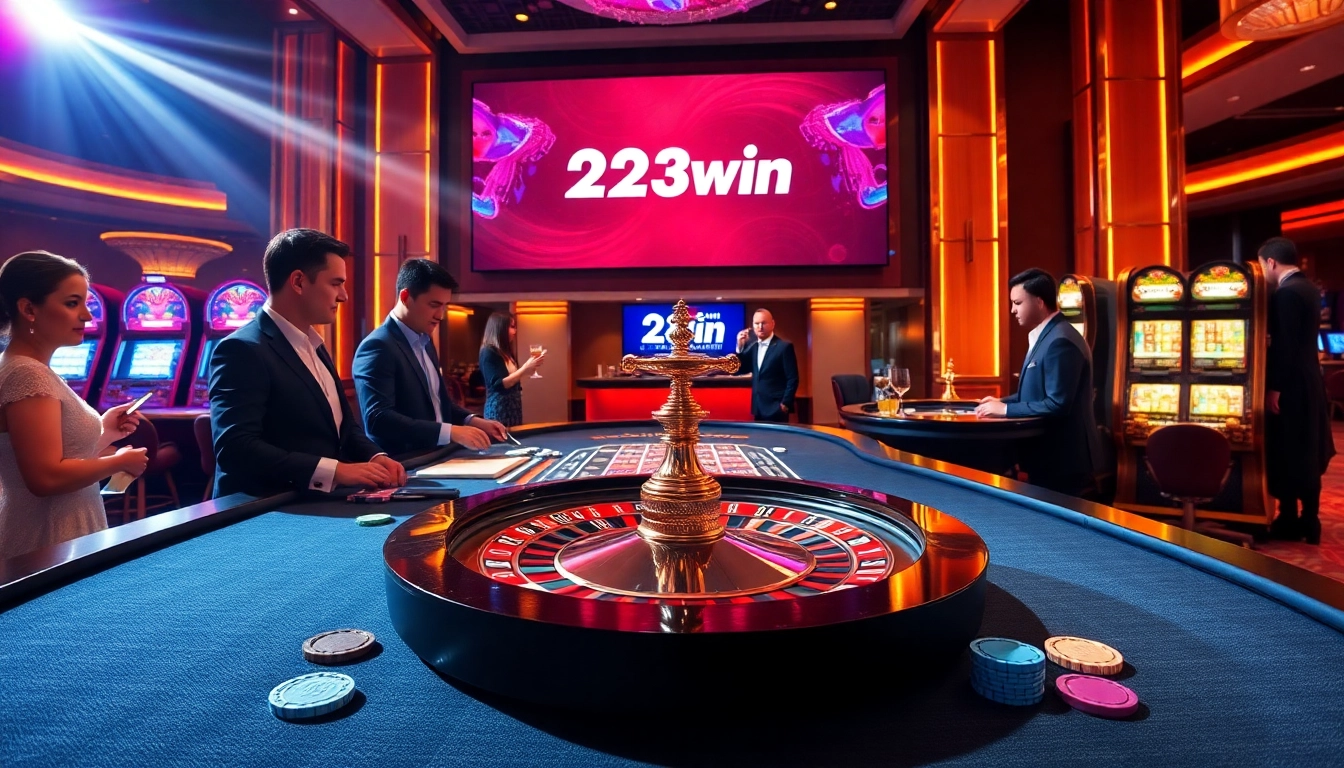 Experience luxury gaming at 23win with a lively casino atmosphere and thrilling roulette action.