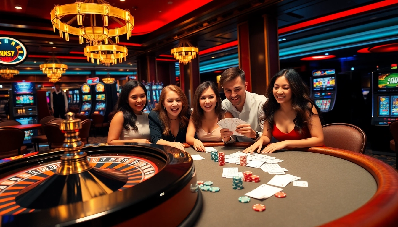 Engaged players enjoying casino games at nk88 bio, showcasing excitement and strategy.