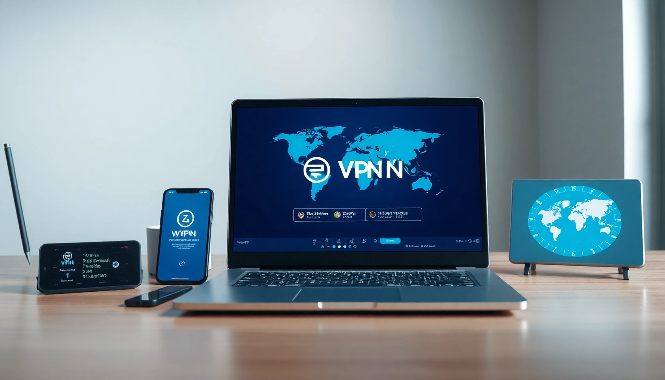 在专业工作区的现代设备上显示的快连下载界面。