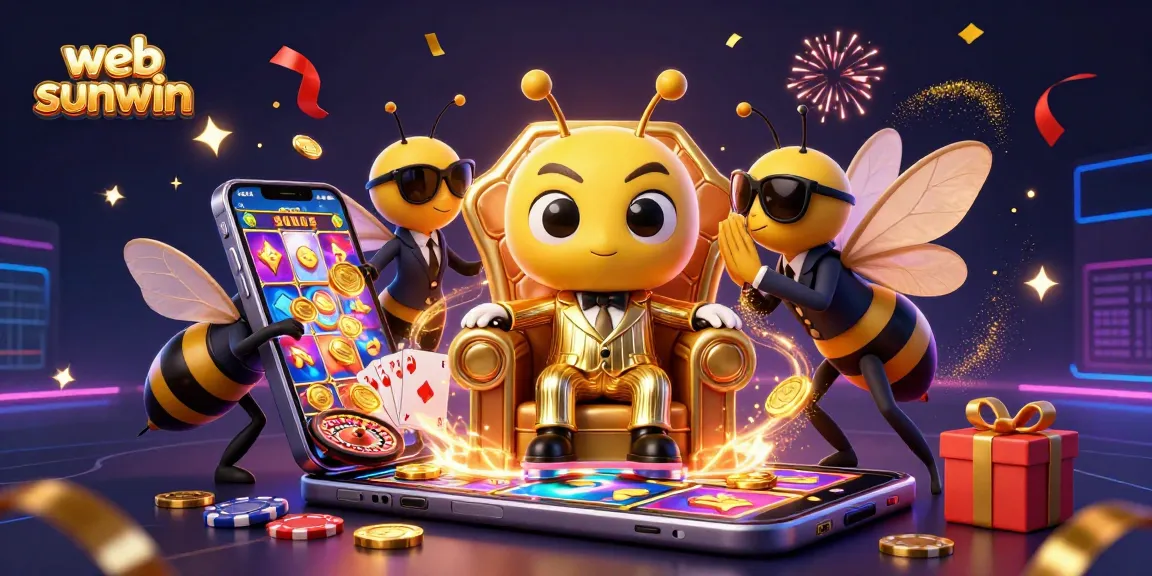 Experience the excitement of web sunwin with a vibrant 3D casino scene featuring a bumblebee mob boss and thrilling game elements.
