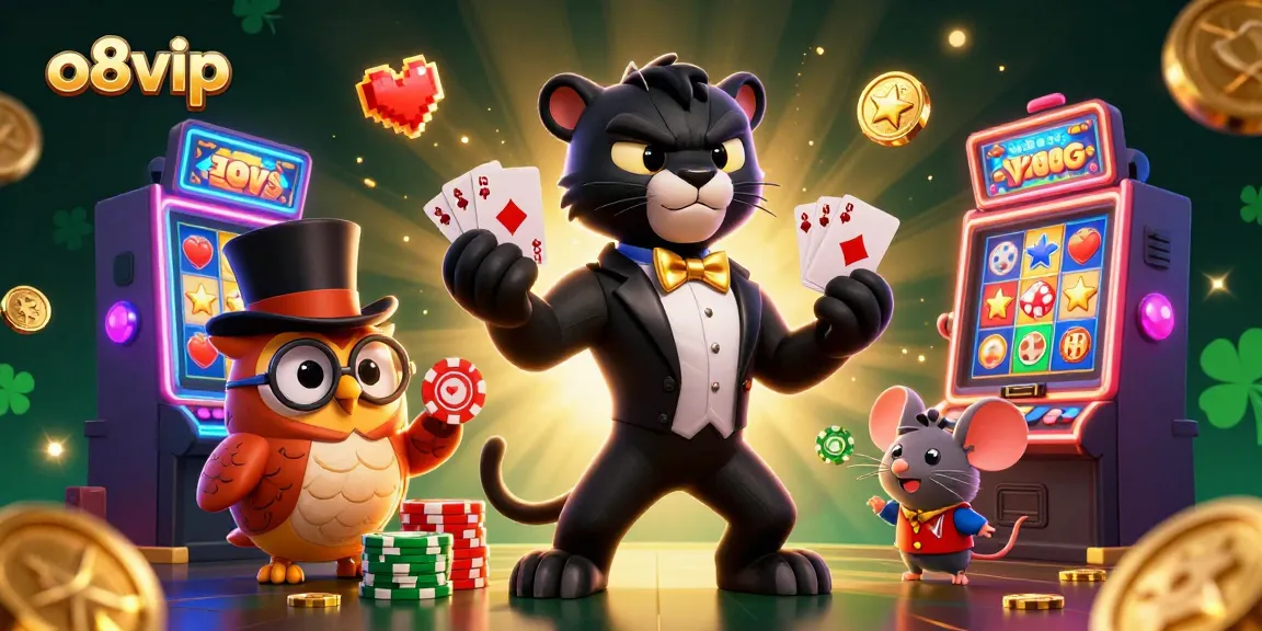 Engage in winning slots at o8vip with 3D characters in a vibrant casino atmosphere.
