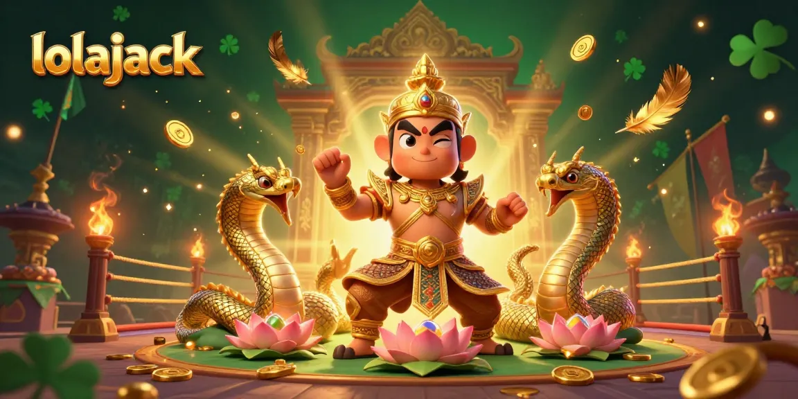 Experience the thrill at lolajack Casino with a vibrant 3D illustration of guardians and enchanting gameplay.