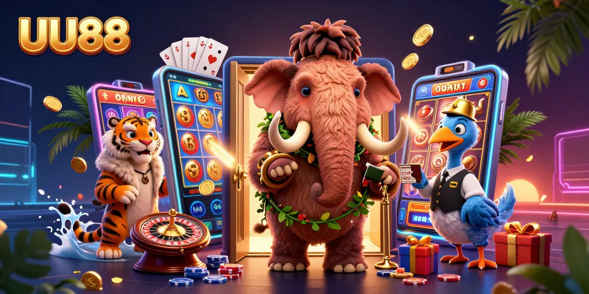 Experience the thrilling atmosphere of UU88, featuring a woolly mammoth bouncer and a saber-tooth VIP.
