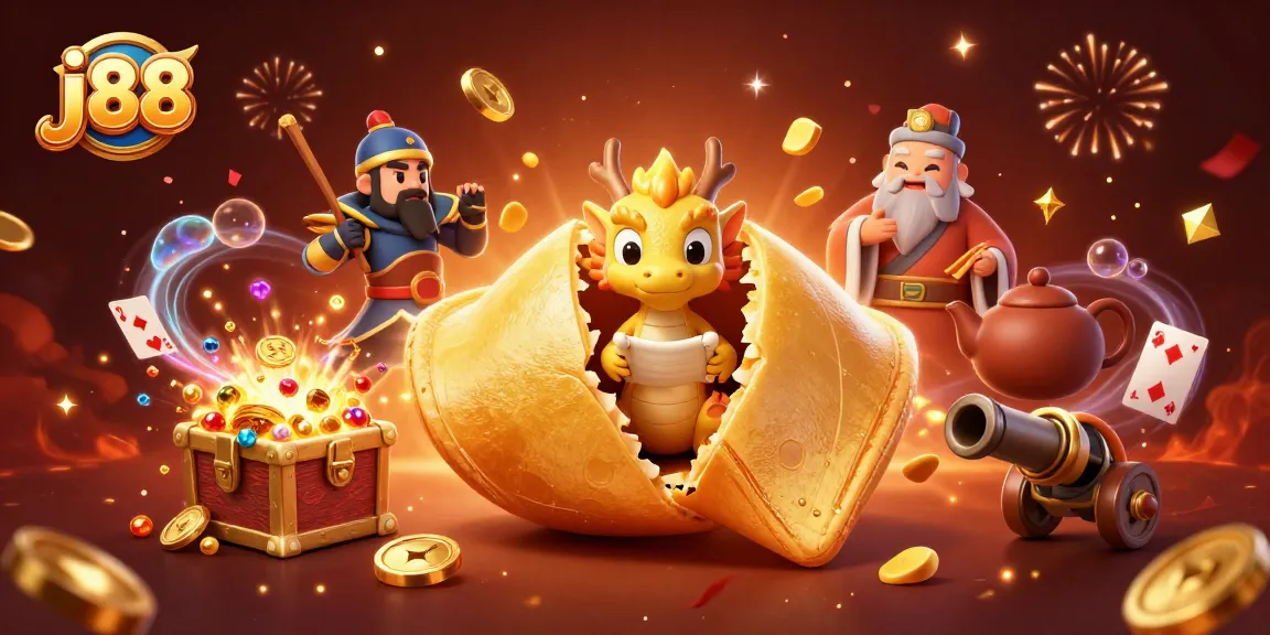 Engage with j88's thrilling golden fortune cookie casino adventure featuring colorful gems and festive visuals.